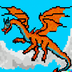 Pixelated red dragon flying NFT