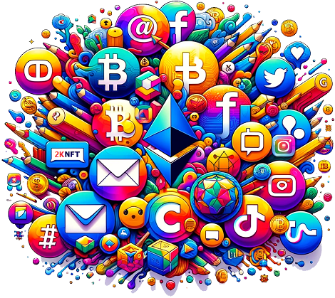 Promotion icons and crypto symbols